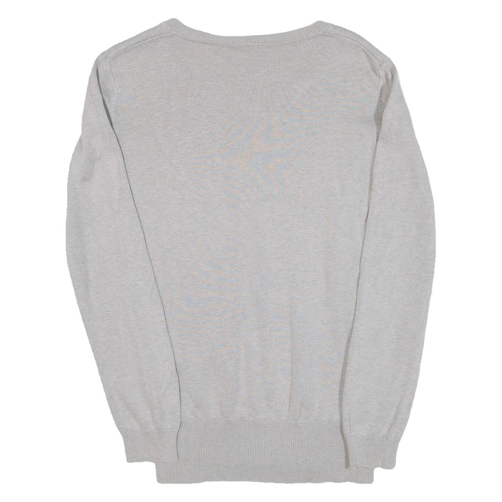 CLIQUE Womens Jumper Grey V-Neck Tight Knit S