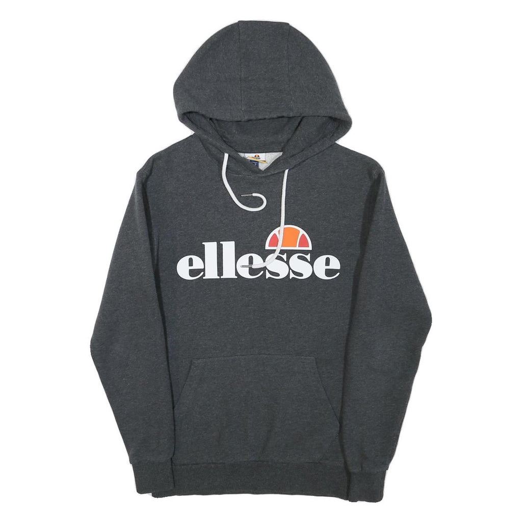 ELLESSE Womens Grey Hoodie UK 6 Cotton Blend Pullover Casual Sweatshirt