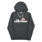 ELLESSE Womens Grey Hoodie UK 6 Cotton Blend Pullover Casual Sweatshirt