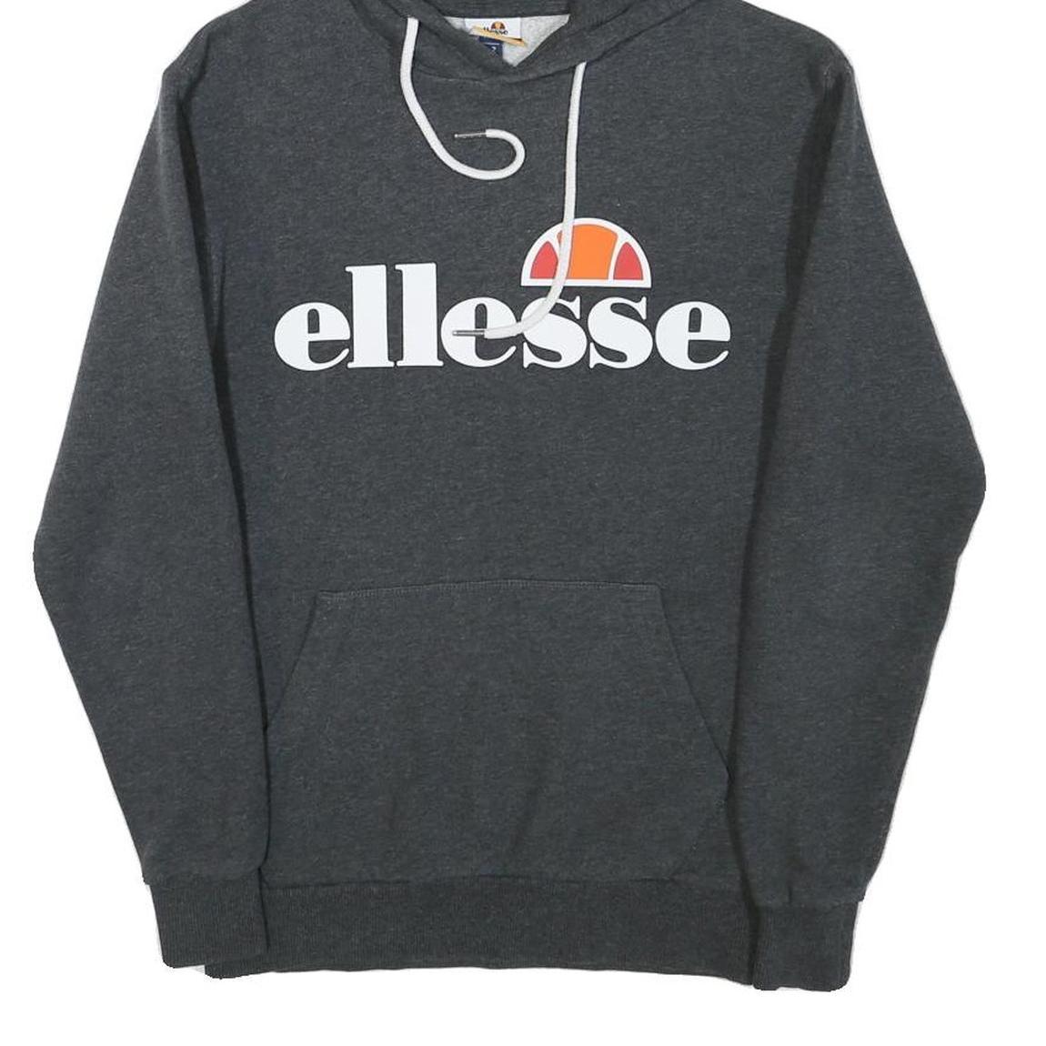 ELLESSE Womens Grey Hoodie UK 6 Cotton Blend Pullover Casual Sweatshirt