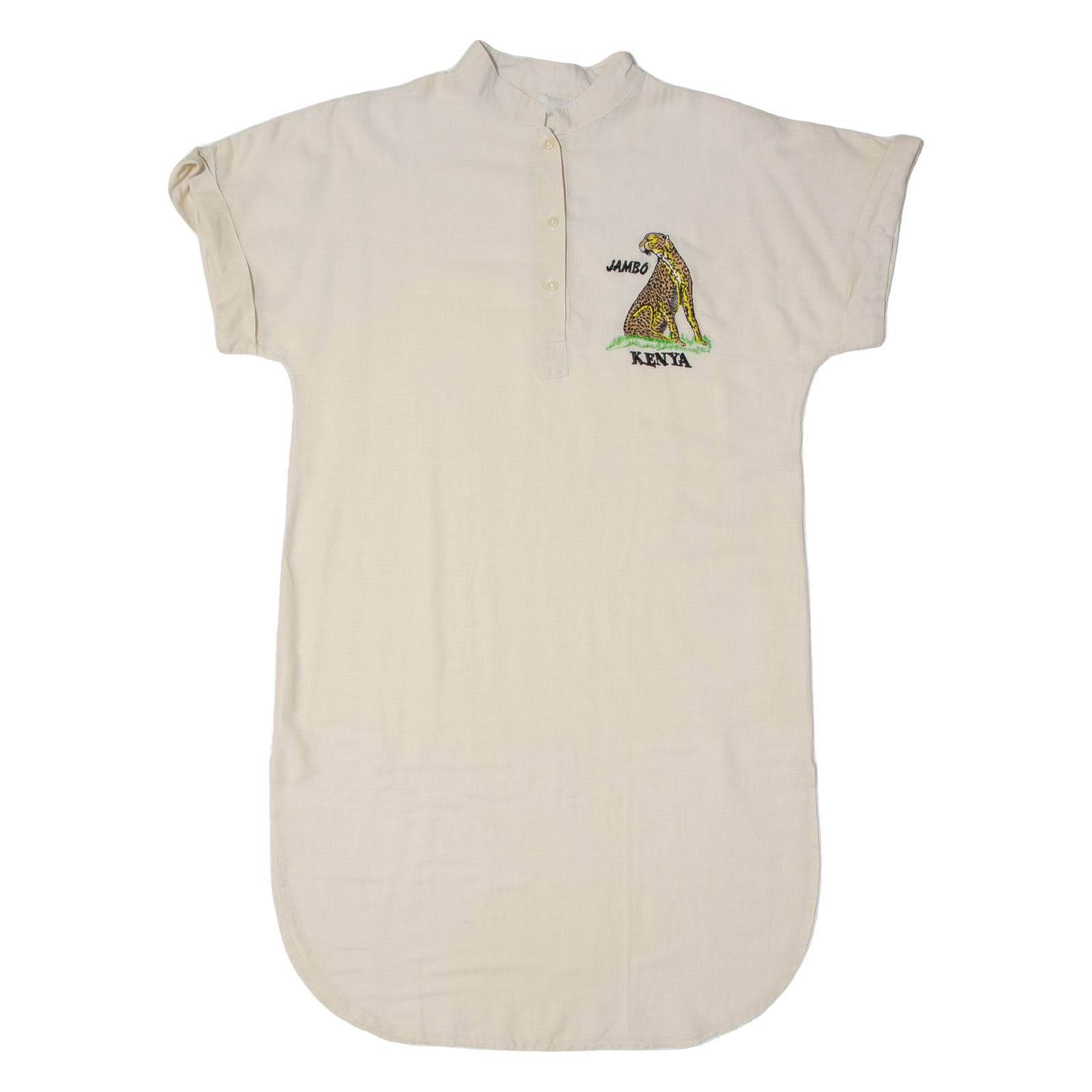 JAMBO Womens Shirt Dress Cream Short Sleeve Midi M