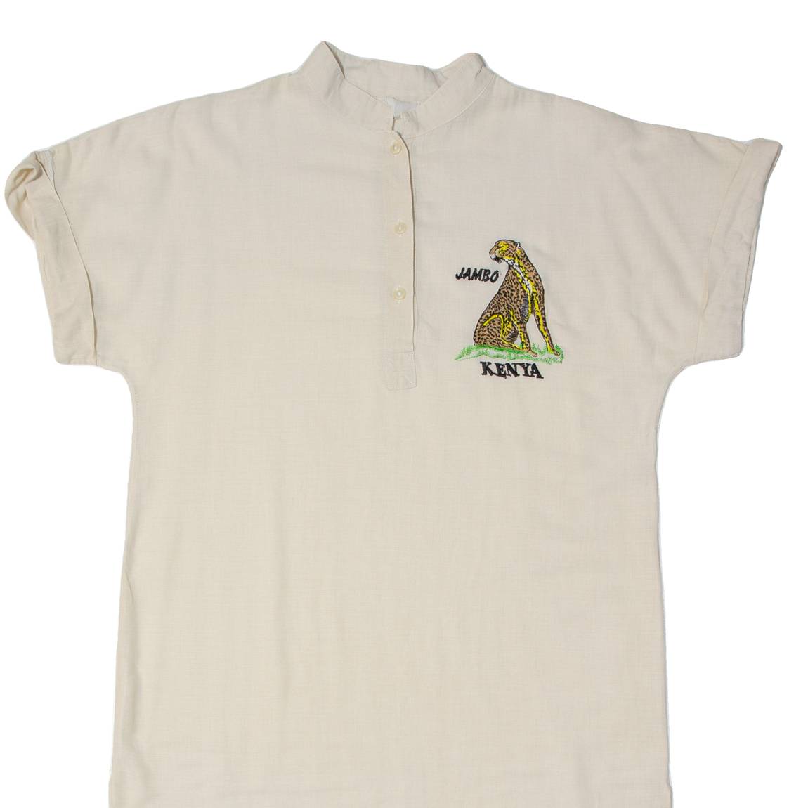 JAMBO Womens Shirt Dress Cream Short Sleeve Midi M