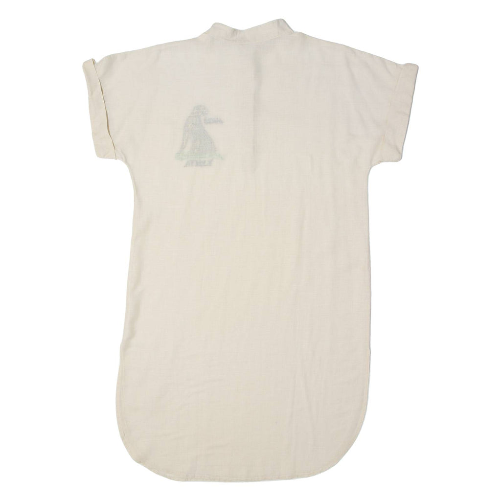 JAMBO Womens Shirt Dress Cream Short Sleeve Midi M