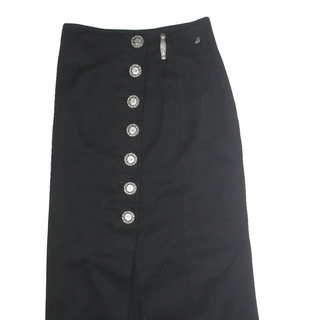 STOCKERPOINT Womens Black Polyester Straight Long Skirt Size M Button Detail