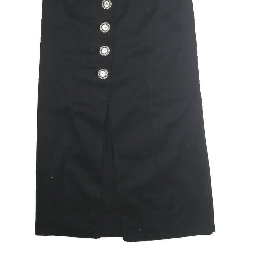 STOCKERPOINT Womens Black Polyester Straight Long Skirt Size M Button Detail