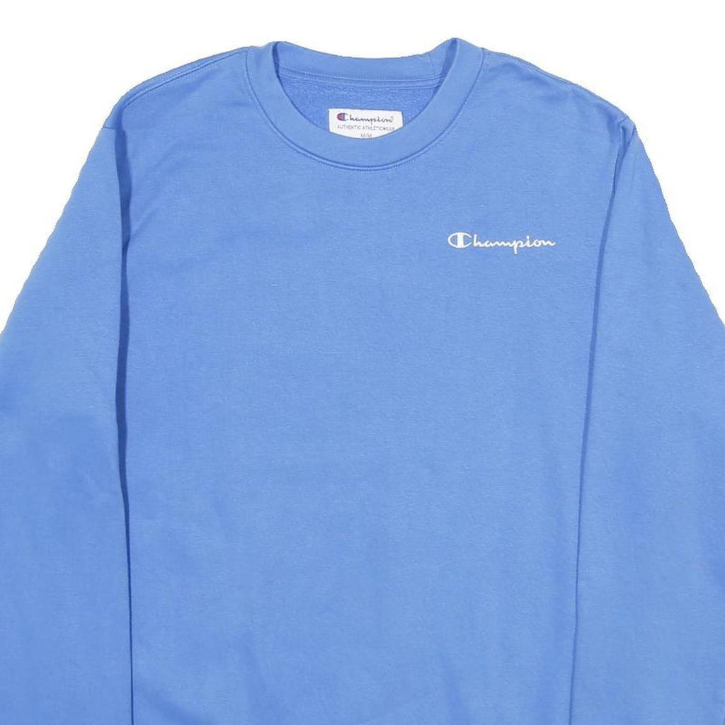 CHAMPION Mens Blue Cotton Blend Crew Neck M Sweatshirt Logo Embroidered