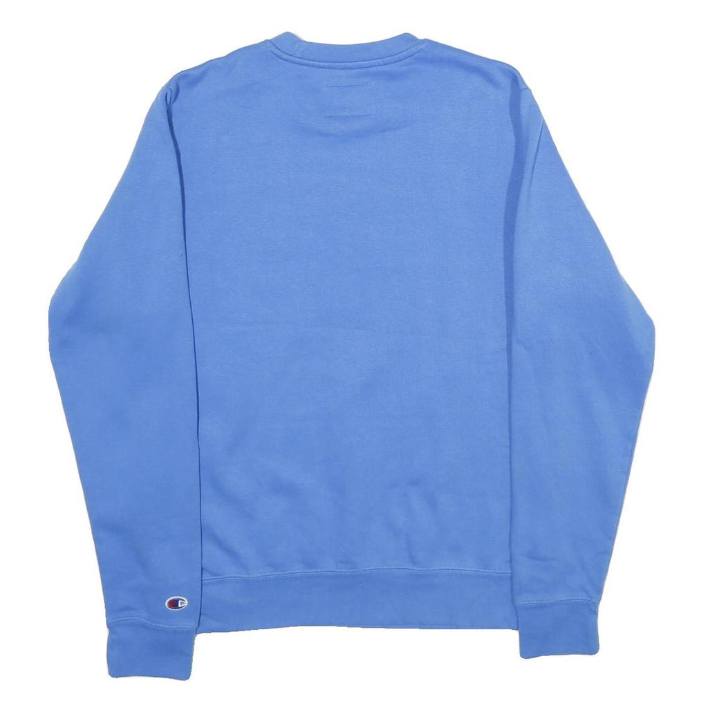 CHAMPION Mens Blue Cotton Blend Crew Neck M Sweatshirt Logo Embroidered