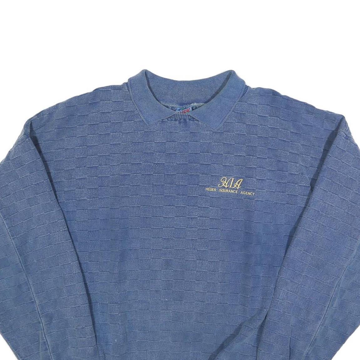 WEK Mens Blue Collared 2XL Sweatshirt Cotton Blend Pullover Casual