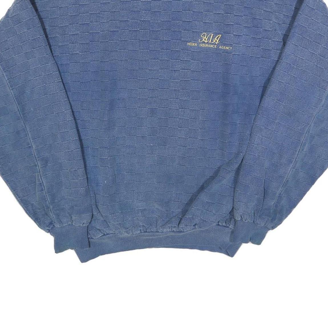 WEK Mens Blue Collared 2XL Sweatshirt Cotton Blend Pullover Casual