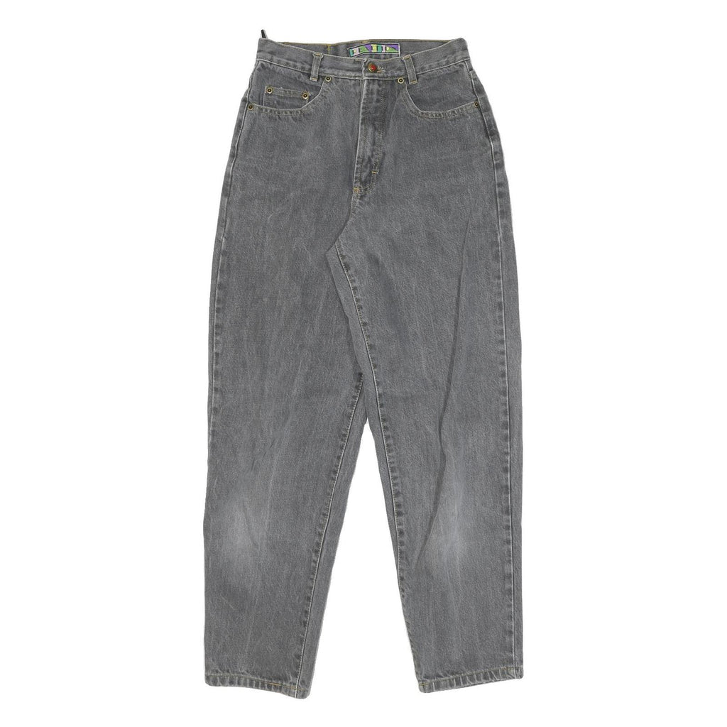 REACTION Womens Jeans Grey Relaxed Straight Denim Medium W26 L29 Casual Zip