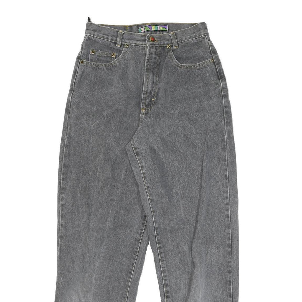 REACTION Womens Jeans Grey Relaxed Straight Denim Medium W26 L29 Casual Zip