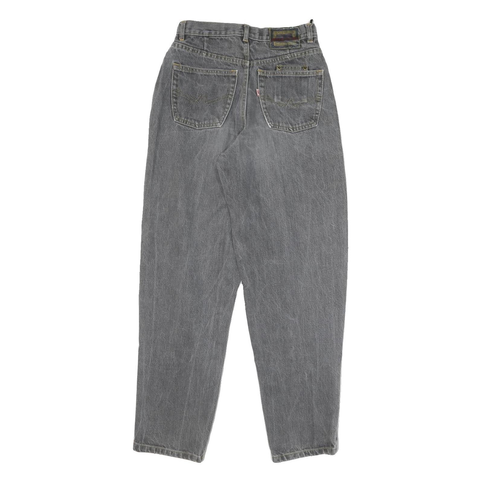 REACTION Womens Jeans Grey Relaxed Straight Denim Medium W26 L29 Casual Zip