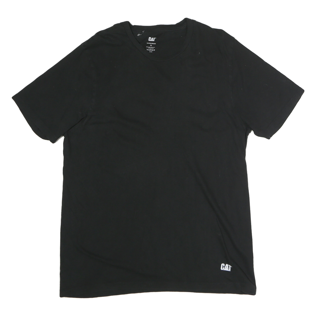 CAT Mens Black Graphic T-Shirt XL Short Sleeve Crew Neck Cotton Comfort