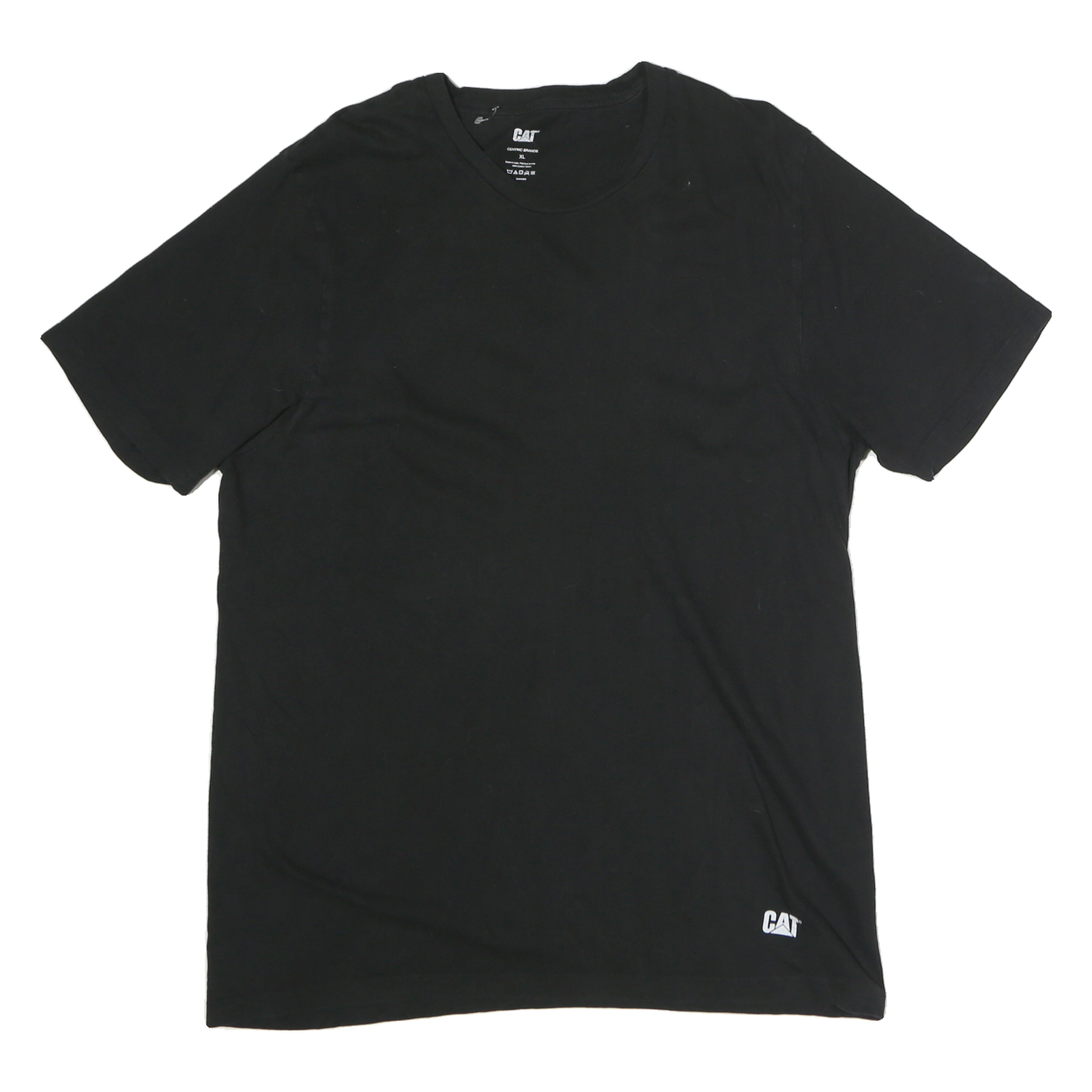 CAT Mens Black Graphic T-Shirt XL Short Sleeve Crew Neck Cotton Comfort