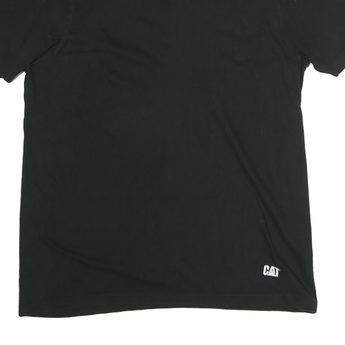 CAT Mens Black Graphic T-Shirt XL Short Sleeve Crew Neck Cotton Comfort