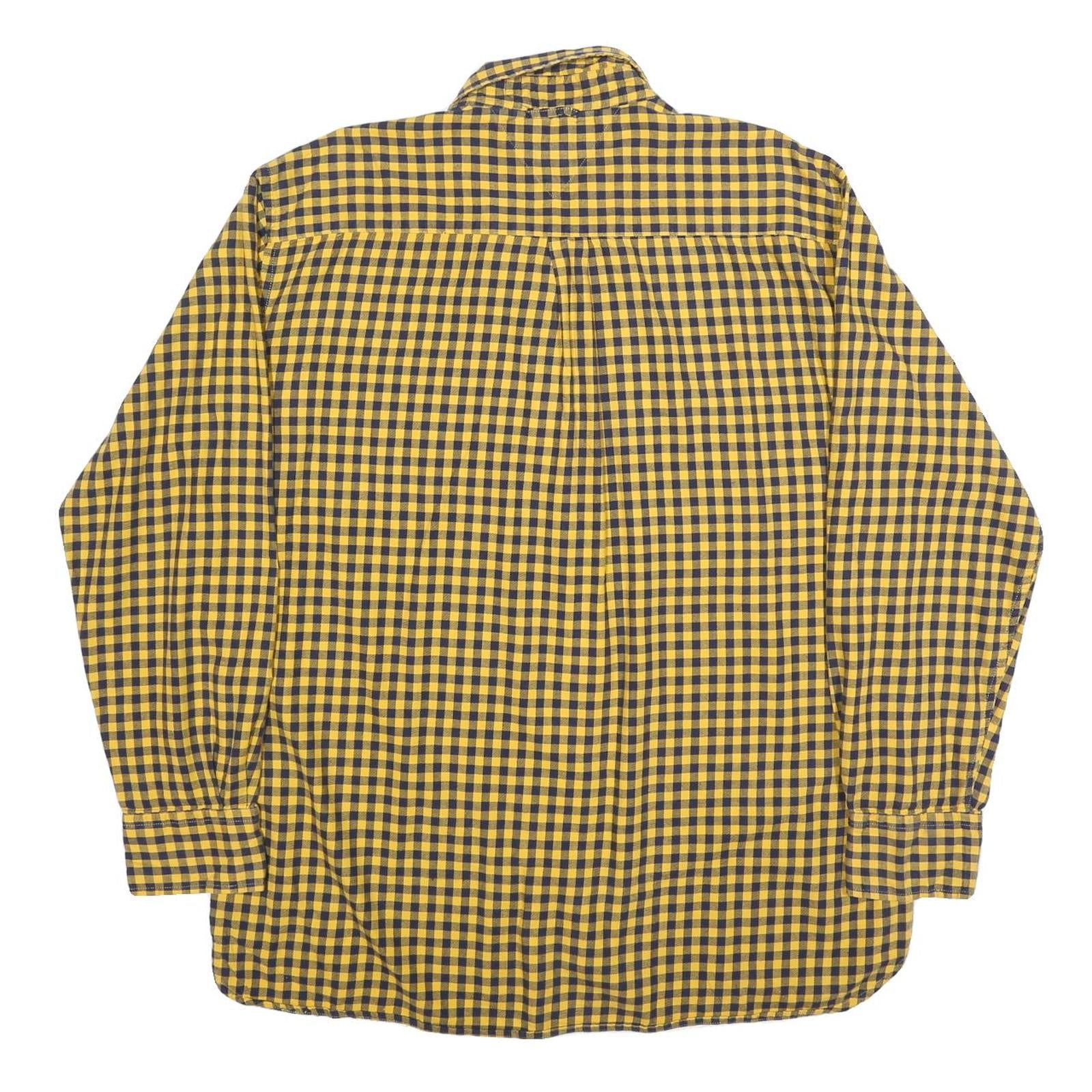 TOMMY HILFIGER Mens Yellow & Black Check Shirt 2XL Button Down Collar Cotton