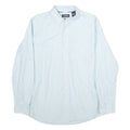CHAPS Mens Blue & White Striped Shirt L Button-Down Collar Long Sleeve Formal