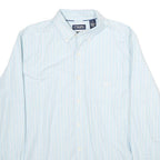 CHAPS Mens Blue & White Striped Shirt L Button-Down Collar Long Sleeve Formal