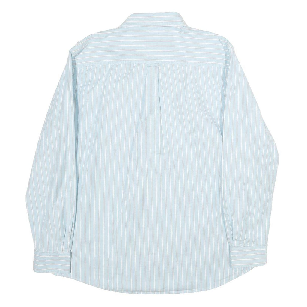 CHAPS Mens Blue & White Striped Shirt L Button-Down Collar Long Sleeve Formal