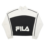 FILA Womens White & Black Sweater Crew Neck XL Striped Sleeve Cotton Blend
