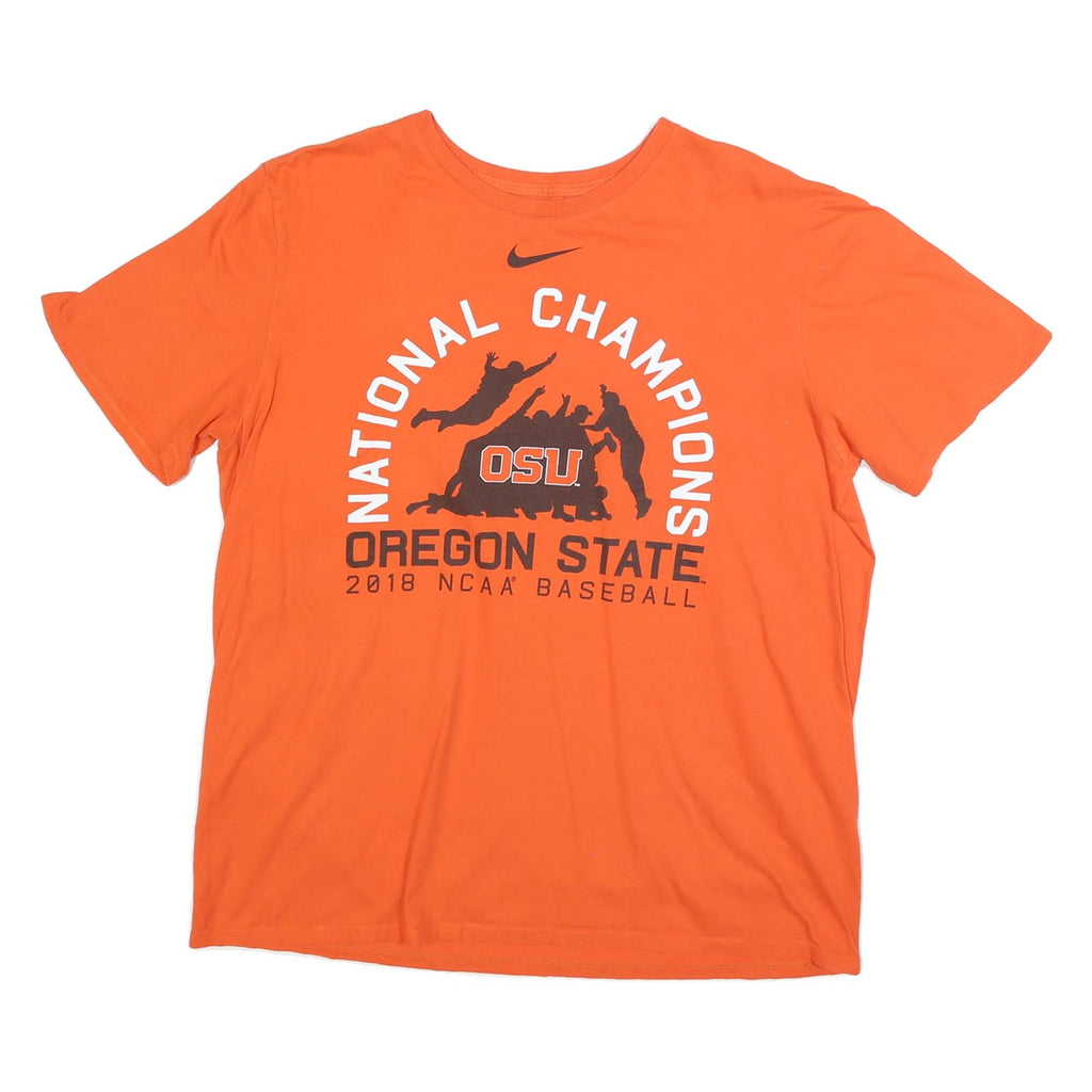 NIKE Mens Orange OSU Oregon State National Champions Graphic T-Shirt XL Crew