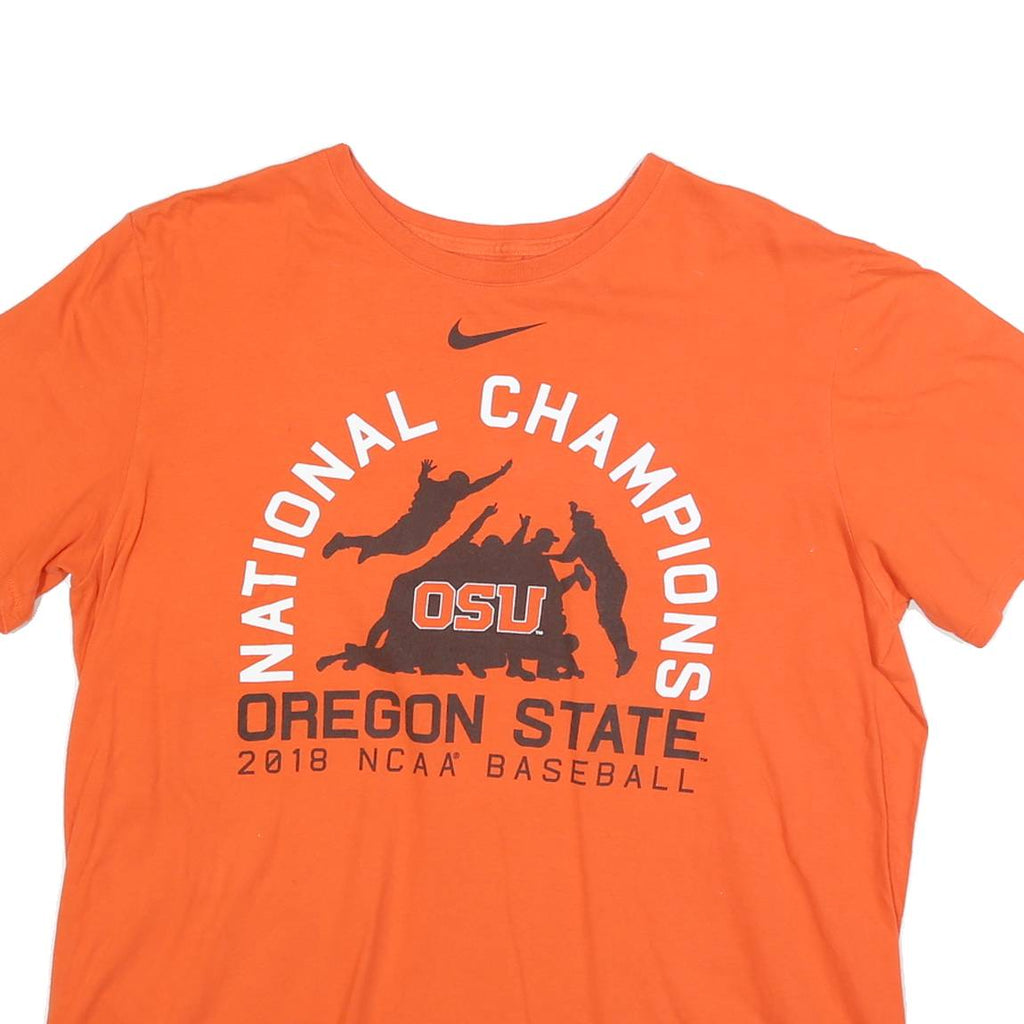 NIKE Mens Orange OSU Oregon State National Champions Graphic T-Shirt XL Crew