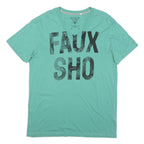 GUESS Mens Green Cotton Blend Graphic T-Shirt L V-Neck Casual Summer Wear