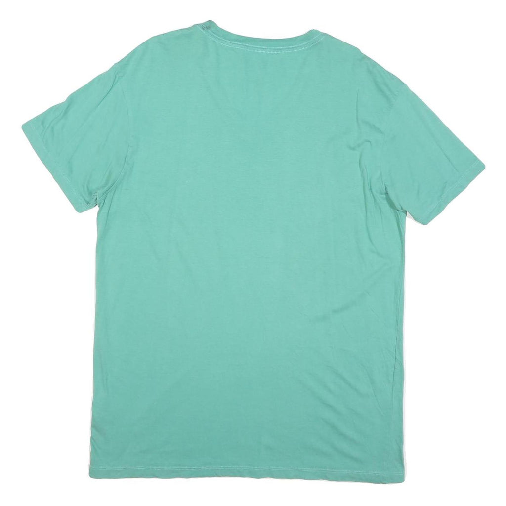 GUESS Mens Green Cotton Blend Graphic T-Shirt L V-Neck Casual Summer Wear