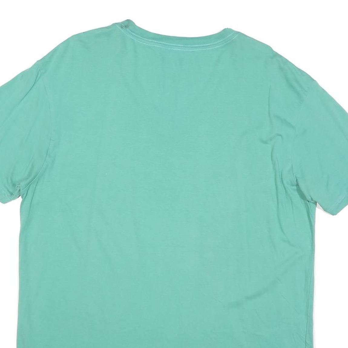 GUESS Mens Green Cotton Blend Graphic T-Shirt L V-Neck Casual Summer Wear