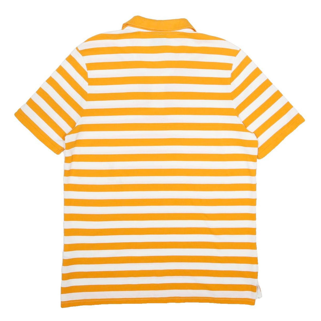 NIKE Mens Yellow & White Striped Cotton Short Sleeve Polo Shirt L Casual