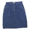 LL BEAN Womens Blue Denim Straight Knee Length Woven Cotton Blend Skirt M Casual