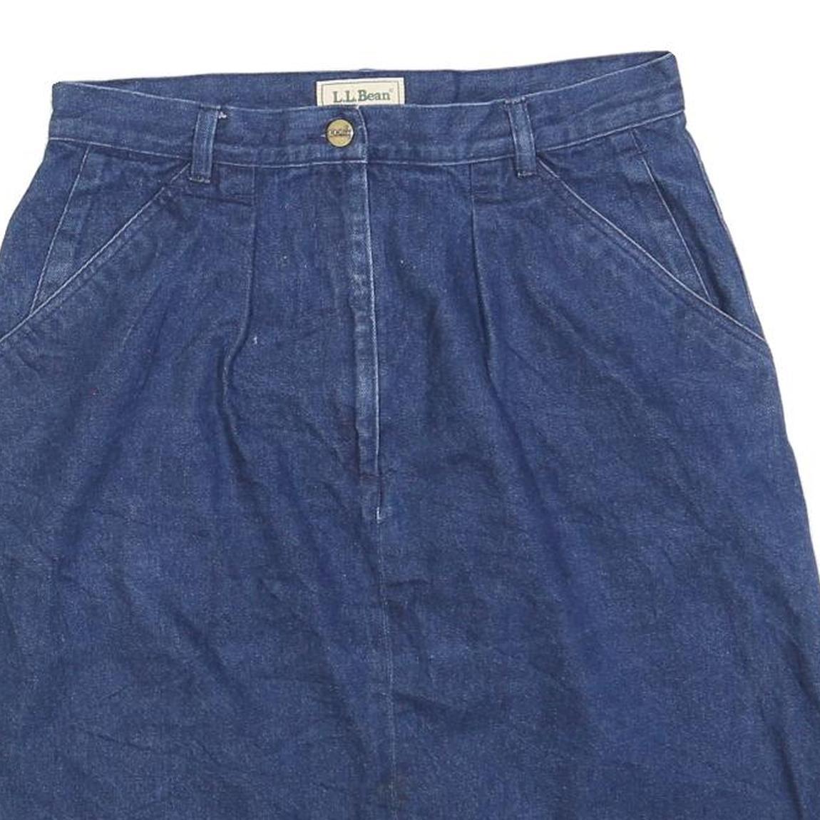 LL BEAN Womens Blue Denim Straight Knee Length Woven Cotton Blend Skirt M Casual