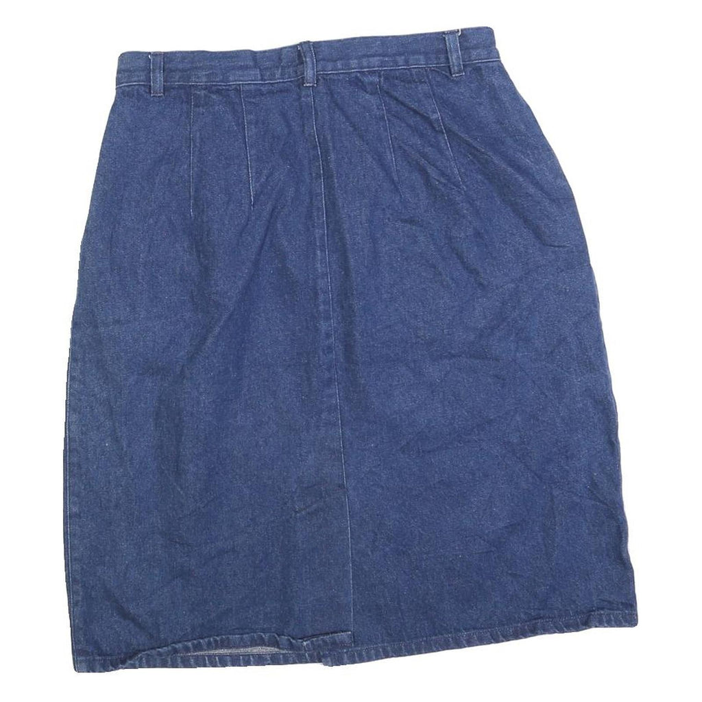 LL BEAN Womens Blue Denim Straight Knee Length Woven Cotton Blend Skirt M Casual