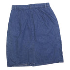 LL BEAN Womens Blue Denim Straight Knee Length Woven Cotton Blend Skirt M Casual