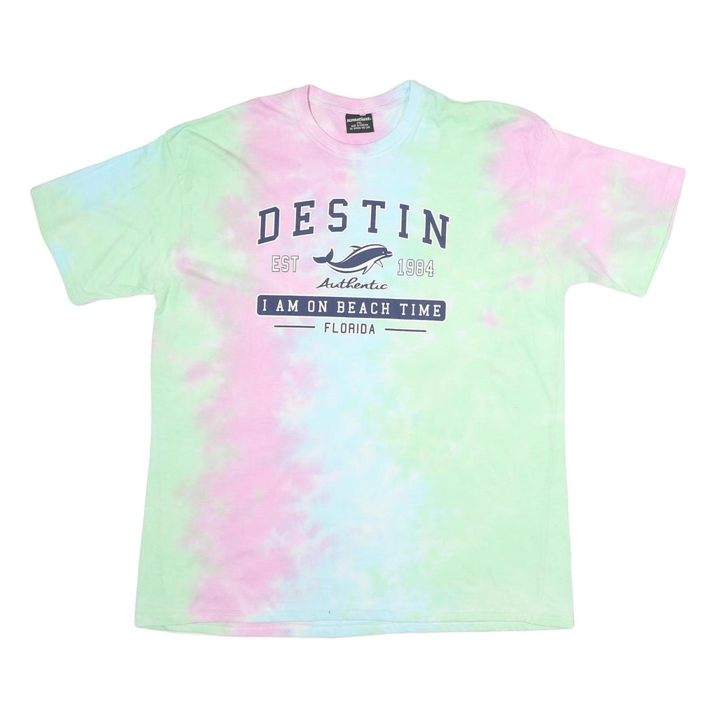 SUNSTATIONS Mens Pastel Tie Dye Cotton Graphic T-Shirt 2XL Short Sleeve Crew