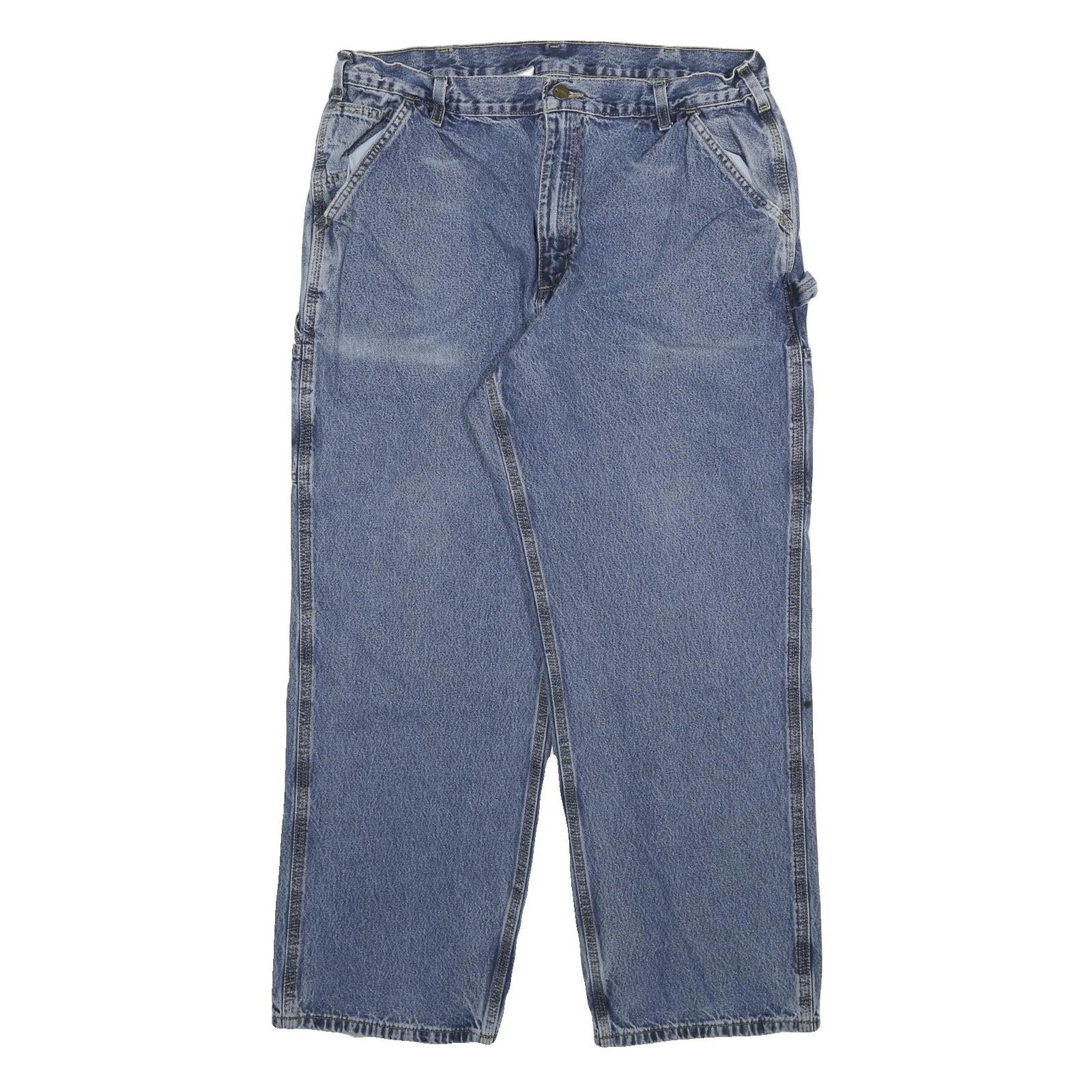 CARHARTT Mens Jeans Blue Relaxed Loose Denim Medium W34 L28 Workwear Zip Pockets