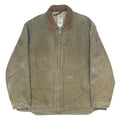 CARHARTT Mens Brown & Olive Workwear Jacket L Cotton Durable Plain Zip Closure