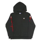 CHAMPION Womens Black Pullover Hoodie L Logo Print Cotton Blend Casual