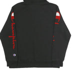 CHAMPION Womens Black Pullover Hoodie L Logo Print Cotton Blend Casual