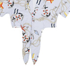 ZARA Womens Blue Printed Shirt Short Sleeve Collared S Nautical Motif