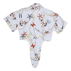 ZARA Womens Blue Printed Shirt Short Sleeve Collared S Nautical Motif