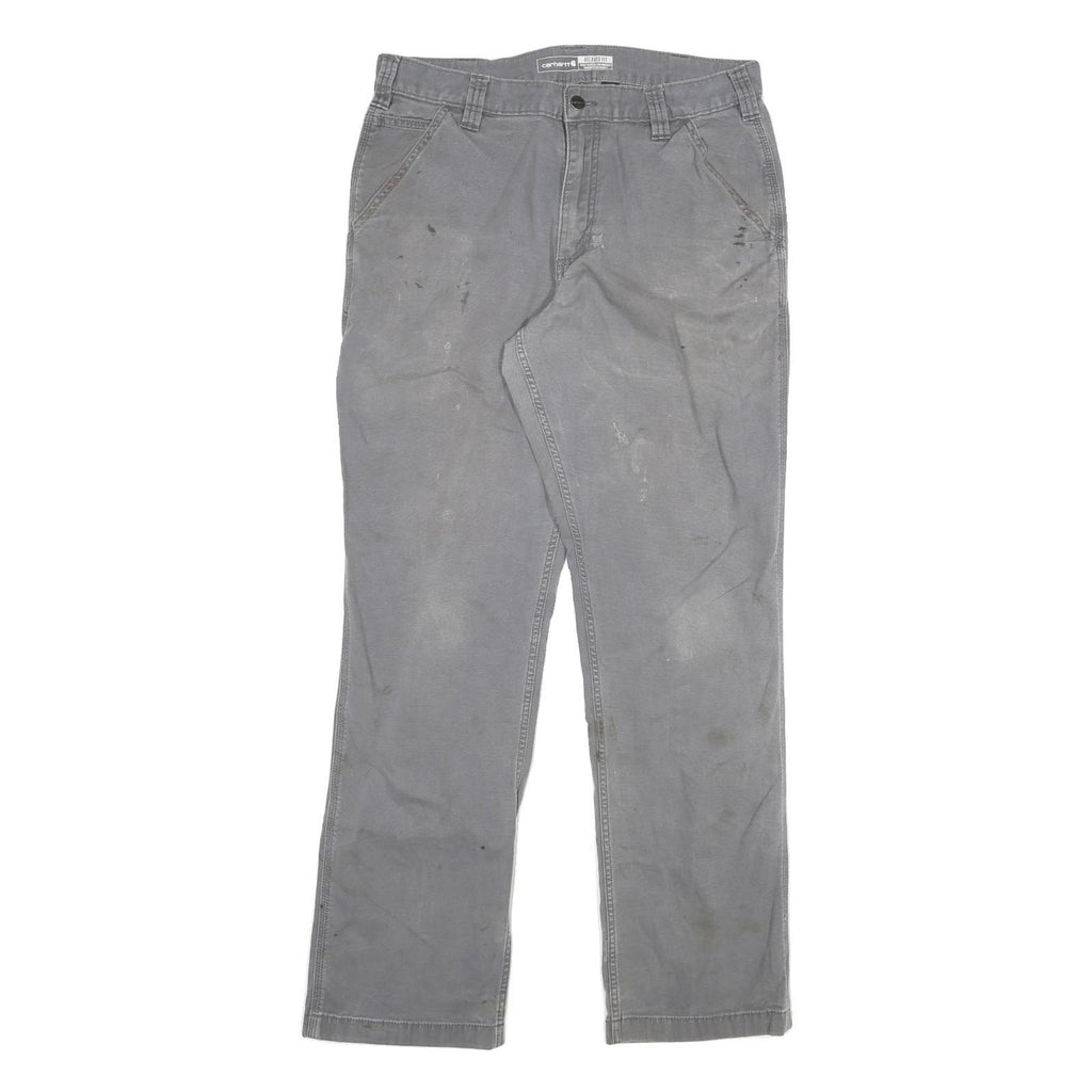 CARHARTT Mens Cotton Blend Grey Relaxed Straight Trousers W34 L31 Workwear
