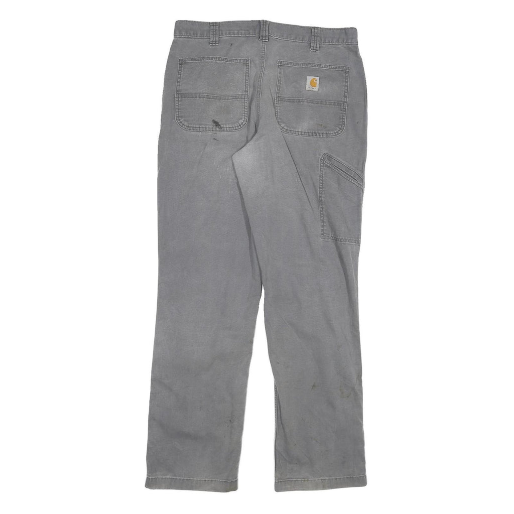 CARHARTT Mens Cotton Blend Grey Relaxed Straight Trousers W34 L31 Workwear
