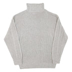 Mens Grey Chunky Knit Zip Neck Patterned Acrylic Blend Jumper L Casual Warm