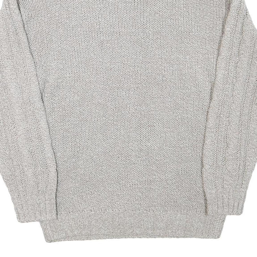 Mens Grey Chunky Knit Zip Neck Patterned Acrylic Blend Jumper L Casual Warm