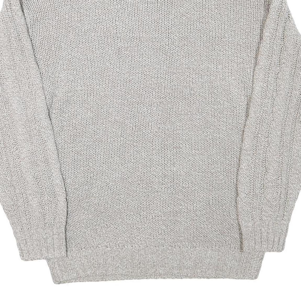 Mens Grey Chunky Knit Zip Neck Patterned Acrylic Blend Jumper L Casual Warm