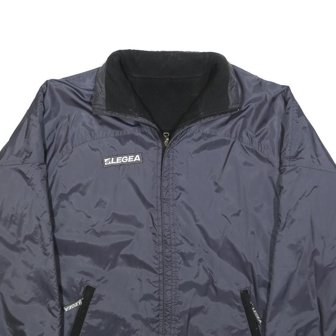 LEGEA Mens Blue & Black Reversible Zip Front Jacket M Polyester Sportswear