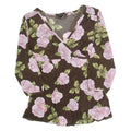 H&M MAMA Maternity Womens Printed Top Brown V-Neck 3/4 Sleeve Floral M