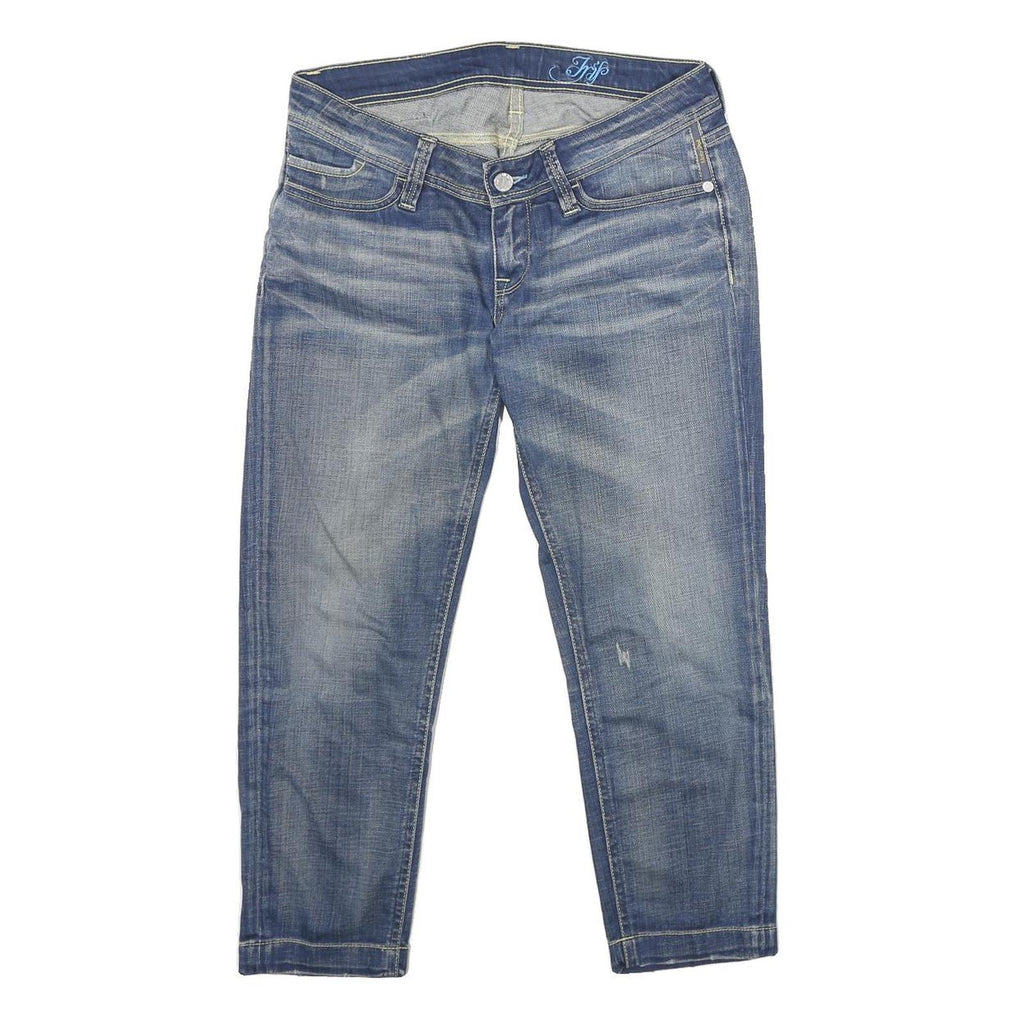 MELTIN POT Womens Blue Relaxed Straight Denim Medium W30 L23 Casual Zip Jeans