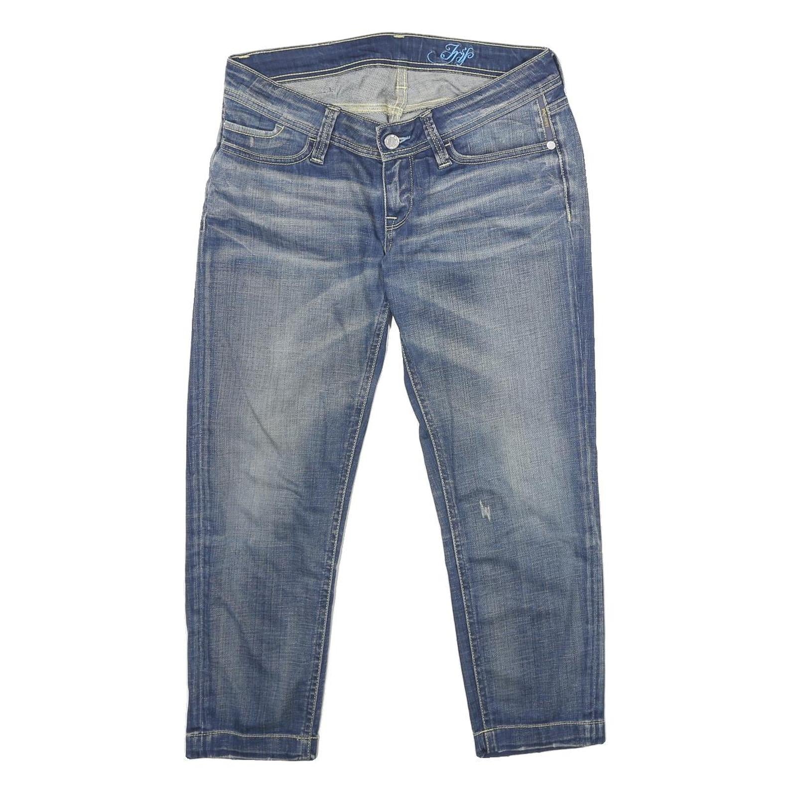 MELTIN POT Womens Blue Relaxed Straight Denim Medium W30 L23 Casual Zip Jeans